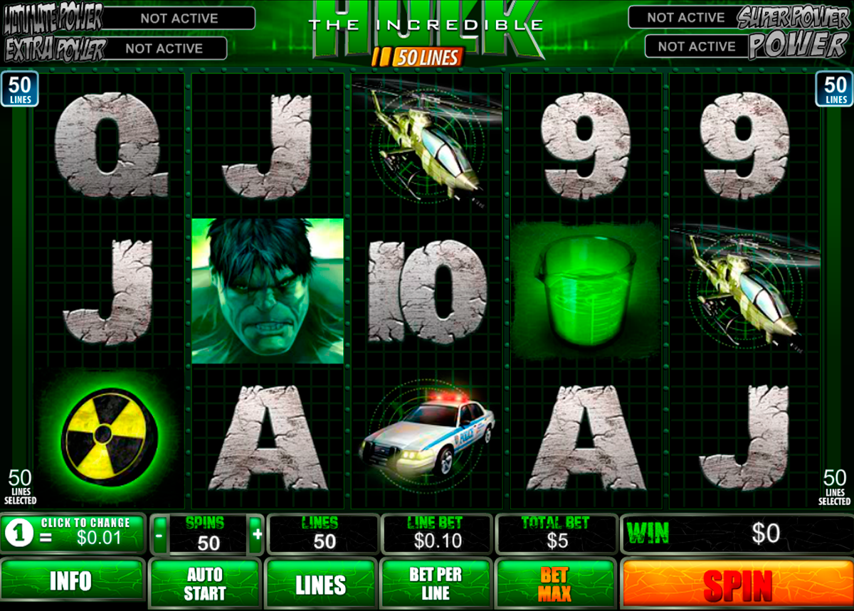 the incredible hulk 50 lines playtech игровой автомат 